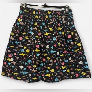 Campania Fantastica Black Multi Fish Print Skirt Small